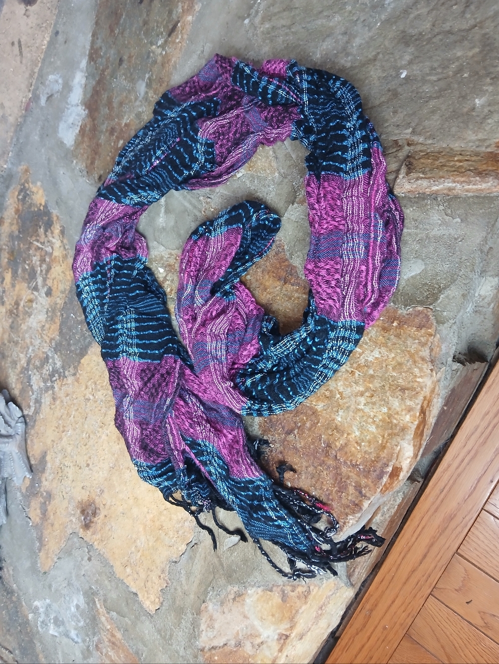 Maurices Knit Scarf in Purple and Navy Blue